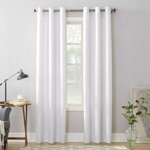 No. 918 Montego Textured Semi Sheer 2 White Grommet Curtain Panel Set 48" x 108"